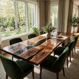 Live Edge Epoxy Table Walnut Midnight Black Rectangular Live Edge Dining Table ECT - 300 - Elitecustomtable