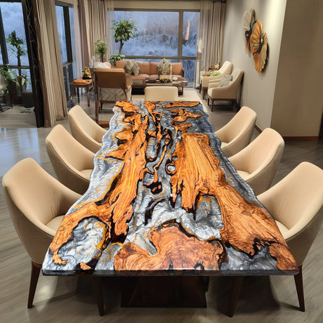 live edge dining table with epoxy ECT-229