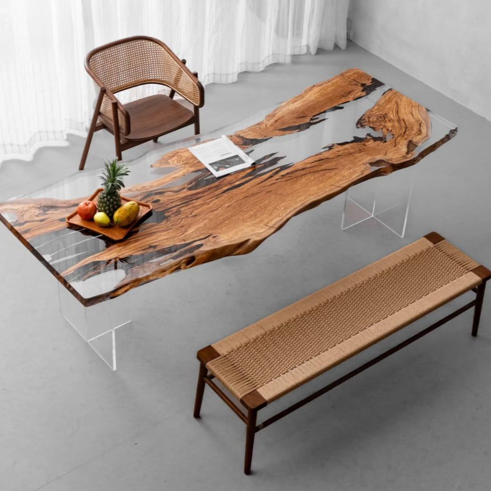 live edge olive wood resin office table ECT-42