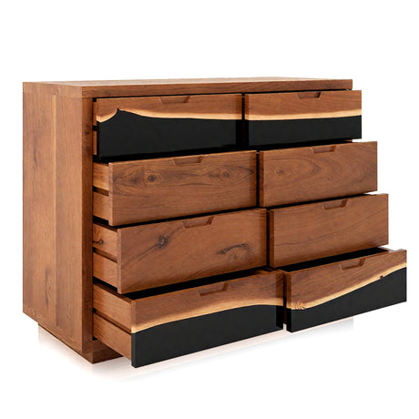 Luxury walnut epoxy resin dresser for modern bedroom