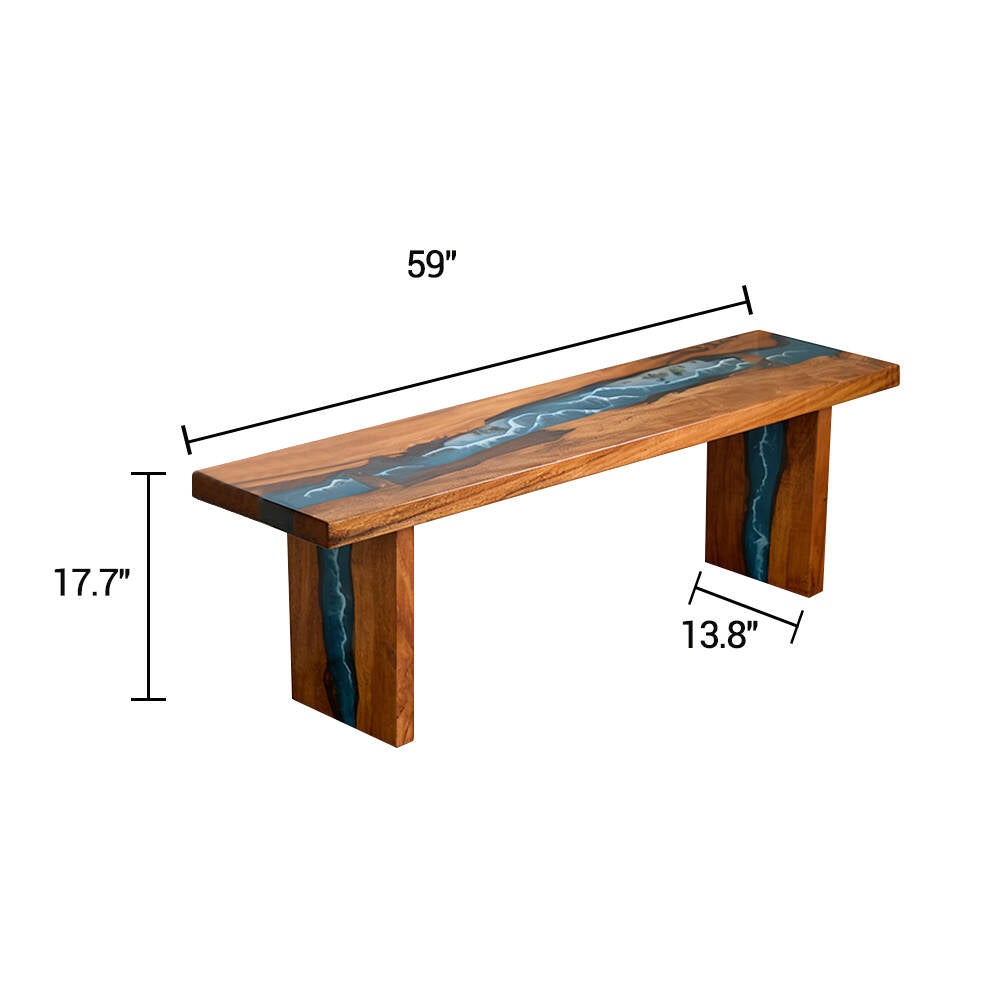 Elite Walnut Blue Epoxy Resin Bench ECB-02 – Handmade River Bench