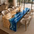 Poplar Ocean Waterfall Epoxy Resin Dining Table | ECT-384 - Elitecustomtable