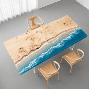 Poplar Ocean Wave Epoxy Resin Dining Table | ECT-375 - Elitecustomtable