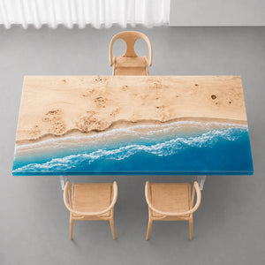 Poplar Ocean Wave Epoxy Resin Dining Table | ECT-375 - Elitecustomtable