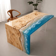 Poplar Ocean Wave Waterfall Dining Table | ECT-376 - Elitecustomtable