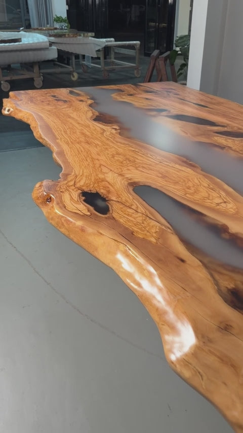 Elite Live Edge Resin Olive Wood Conference Table with Clear Resin ECT-75