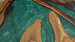 Elite Olive Wood & Emerald - Green Epoxy River Landscape Round Table ECT-44