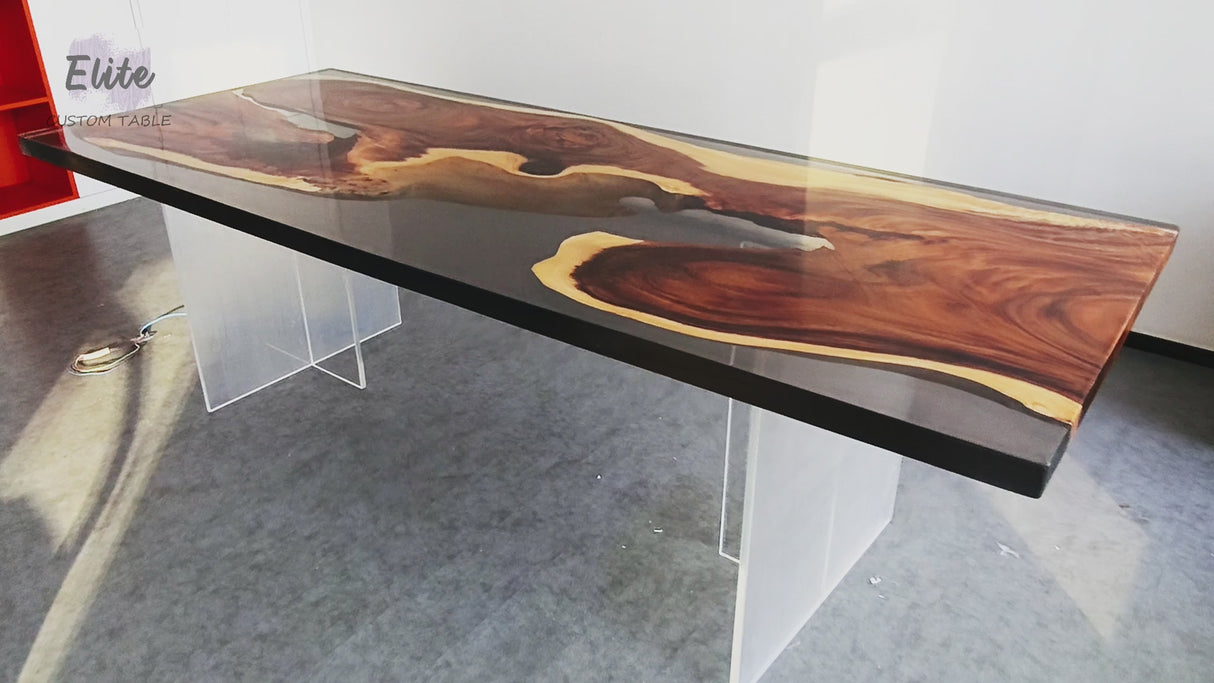 Elite Black resin Walnut Straight Edge Conference Table ECT-281