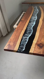 Elite Custom Walnut Black Epoxy Resin Conference & Dining Table ECT-18