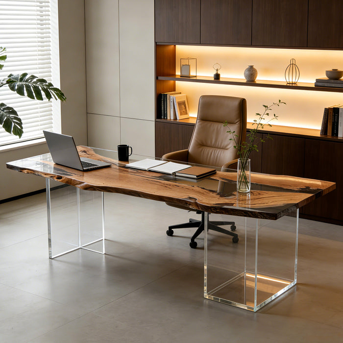 Elite Custom Live Edge Olive Wood Resin Office Table ECT-42