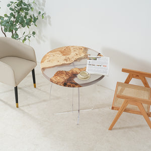 rustic round epoxy coffee table