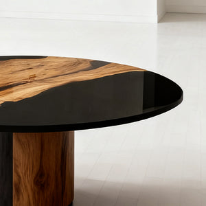 round rock epoxy wood dining table