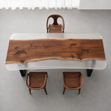 Solid black walnut executive desk featuring rich natural grain and an organic live edge