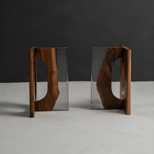 Solid Wood and Acrylic O - Shaped Ice Crystal Table Legs One - Pair ETL - 21 - Elitecustomtable