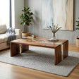 Solid wood coffee table with a subtle clear resin inlay and natural wood grain