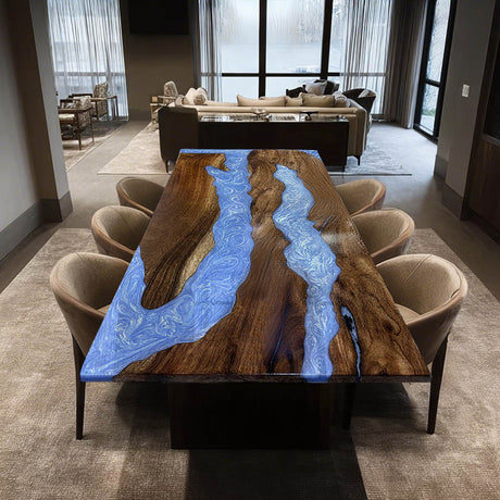 wood and resin dining table