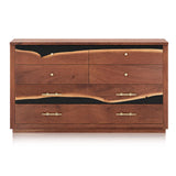 Handmade walnut wood epoxy dresser with 6 drawers