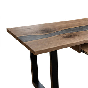 Walnut Epoxy Executive Office Desk with Storage | ECT-368 - Elitecustomtable