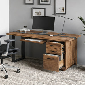 Walnut Epoxy Executive Office Desk with Storage | ECT-368 - Elitecustomtable