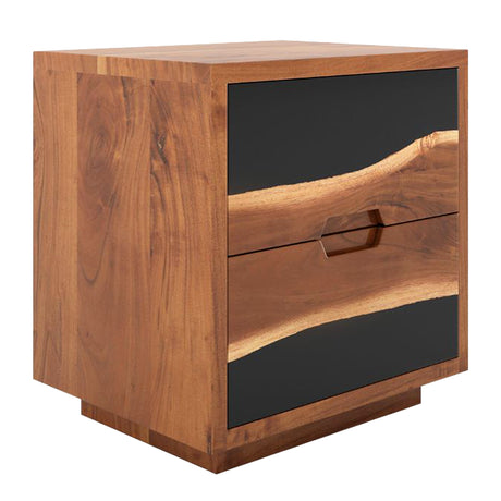 Walnut Epoxy Nightstand with Open Drawers