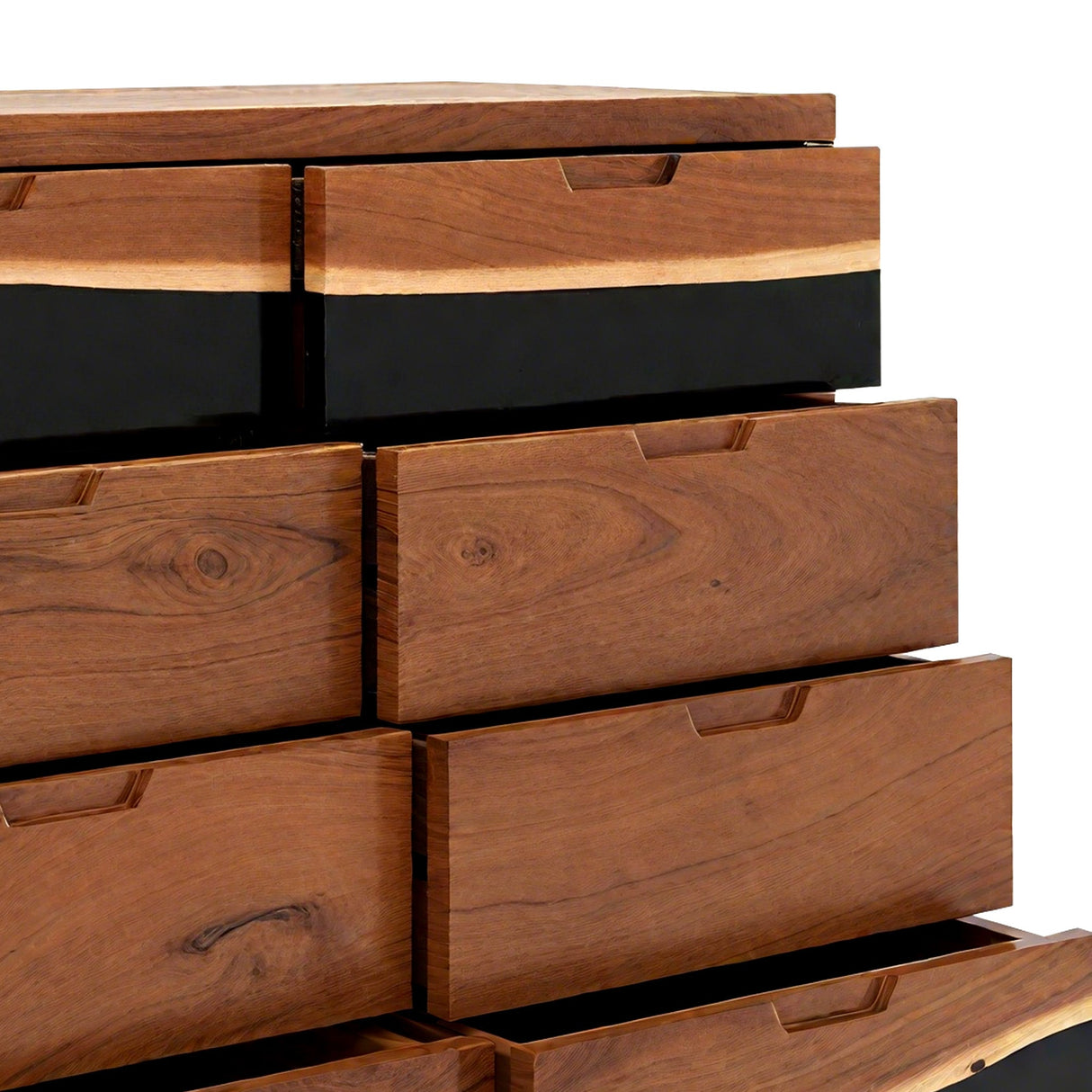 Walnut Epoxy Resin Dresser with 6 Drawers – Handmade Modern Bedroom Furniture ECD - 02 - Elitecustomtable