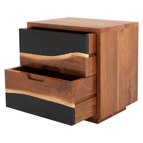 Walnut Epoxy Resin Nightstand – 2 Drawer Live Edge Bedside Table ECN - 01 - Elitecustomtable