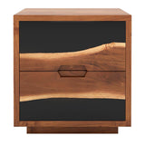 Walnut Epoxy Resin Nightstand – 2 Drawer Live Edge Bedside Table ECN - 01 - Elitecustomtable