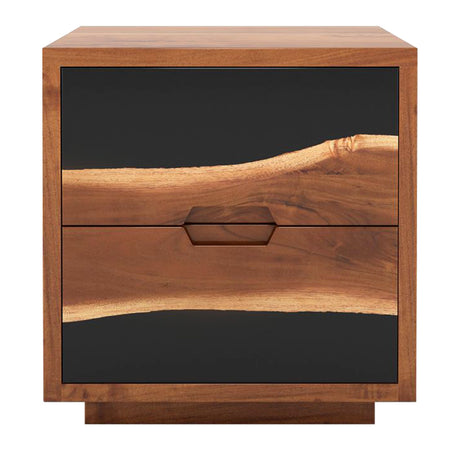 Walnut Epoxy Resin Nightstand – 2 Drawer Live Edge Bedside Table ECN - 01 - Elitecustomtable