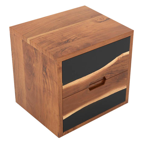 Walnut Epoxy Resin Nightstand – 2 Drawer Live Edge Bedside Table ECN - 01 - Elitecustomtable