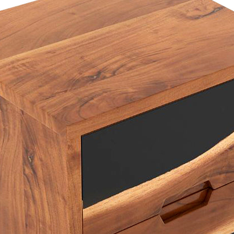 Walnut Epoxy Resin Nightstand – 2 Drawer Live Edge Bedside Table ECN - 01 - Elitecustomtable
