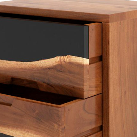 Walnut Epoxy Resin Nightstand – 2 Drawer Live Edge Bedside Table ECN - 01 - Elitecustomtable