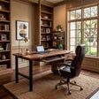 Walnut Executive Office Desk with Black Epoxy Resin Inlay and Storage Cabinet | ECT-358 - Elitecustomtable