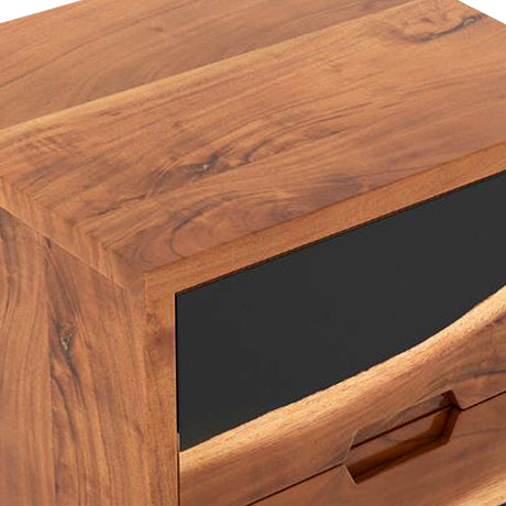 Walnut Resin Bedside Table with Storage Drawers