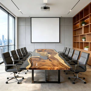 Elite Black resin Walnut Straight Edge Conference Table ECT-281