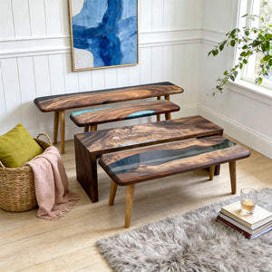 Elite Walnut Epoxy Resin Bench ECB-06 – Solid Wood Design